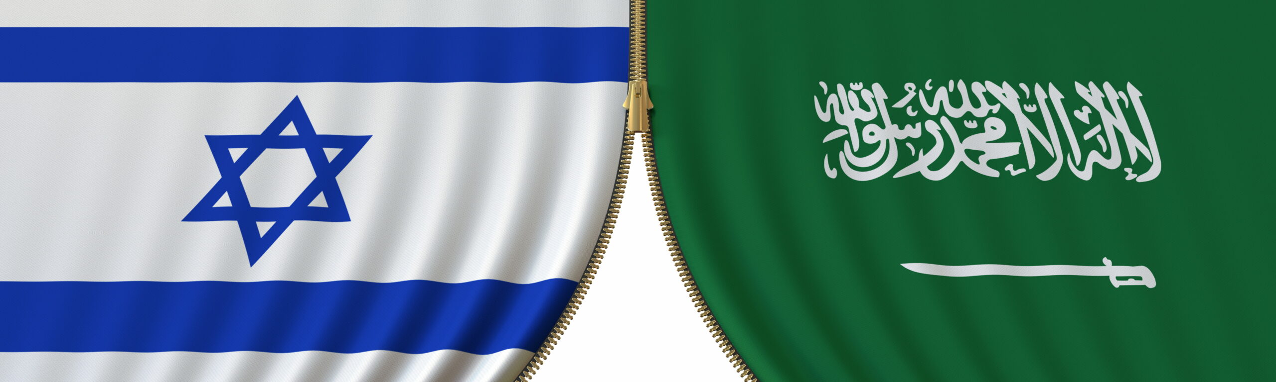 Flags of Israel and Saudi Arabia