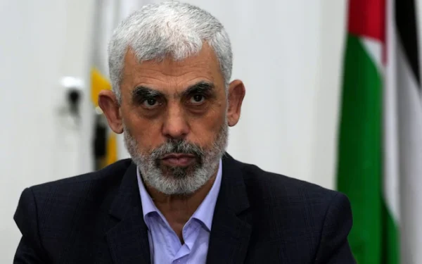 Yahya Sinwar, head of Hamas in Gaza, chairing a meeting with leaders of Palestinian factions at his office in Gaza City in 2022 Credit: Adel Hana/AP 